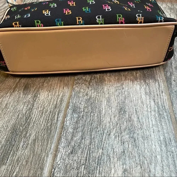 Brentano shoulder bag Purse Black with tan strap Logo print - Picture 5 of 10